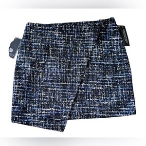 Bagatelle Collection Black and Blue Metallic Retro Tweed Skirt